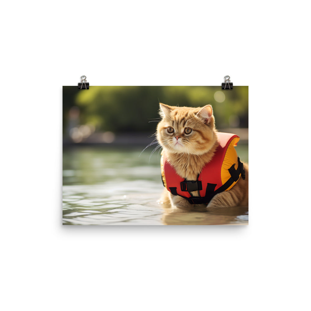 Exotic Shorthair Lifeguard Photo paper poster - PosterfyAI.com