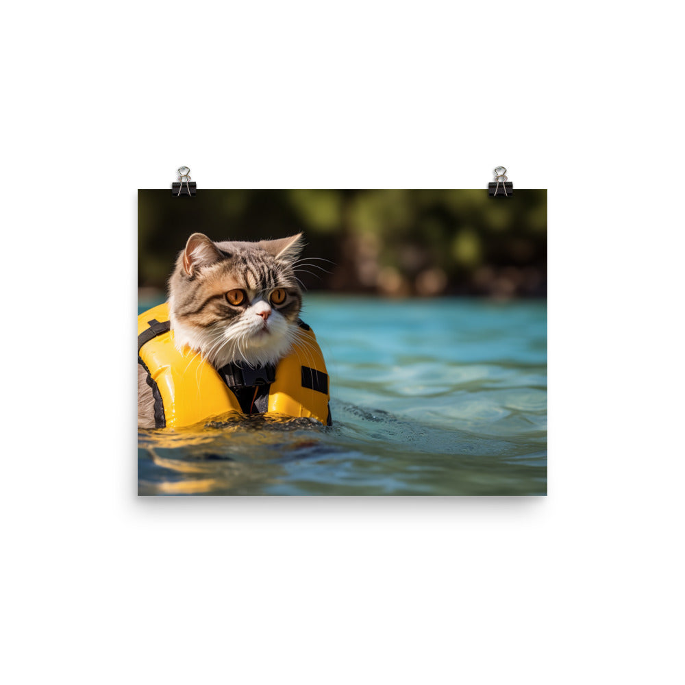 Exotic Shorthair Lifeguard Photo paper poster - PosterfyAI.com