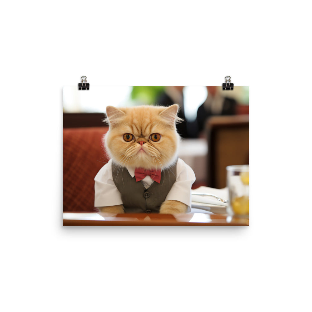 Exotic Shorthair Hotel Staff Photo paper poster - PosterfyAI.com