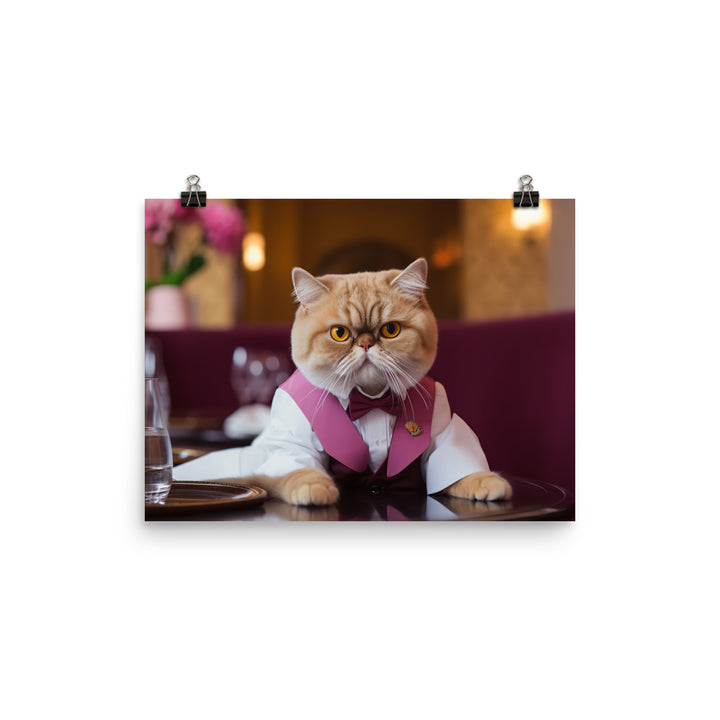 Exotic Shorthair Hotel Staff Photo paper poster - PosterfyAI.com