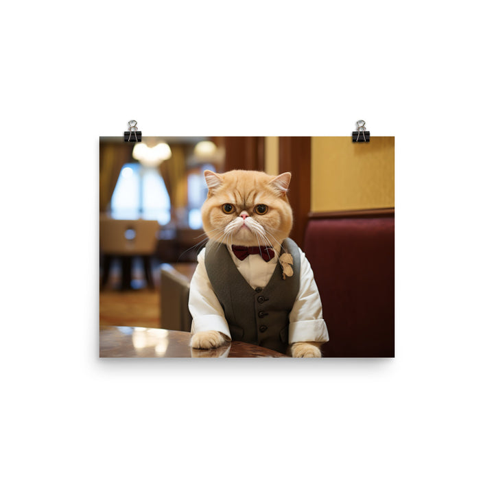 Exotic Shorthair Hotel Staff Photo paper poster - PosterfyAI.com