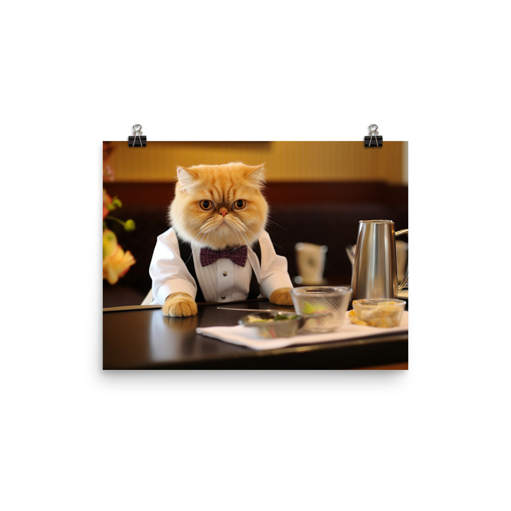 Exotic Shorthair Hotel Staff Photo paper poster - PosterfyAI.com