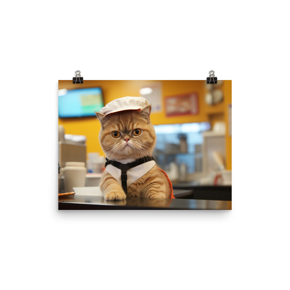 Exotic Shorthair Fast Food Crew Photo paper poster - PosterfyAI.com