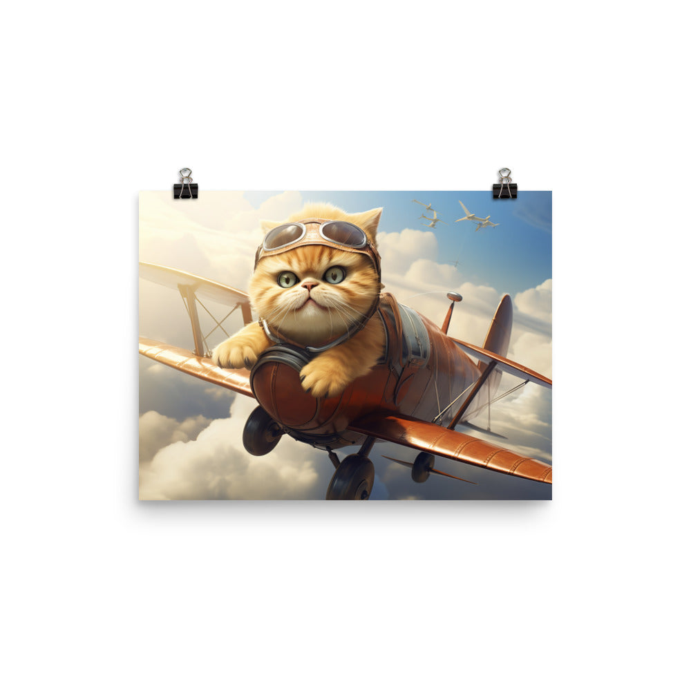 Exotic Shorthair Pilot Photo paper poster - PosterfyAI.com