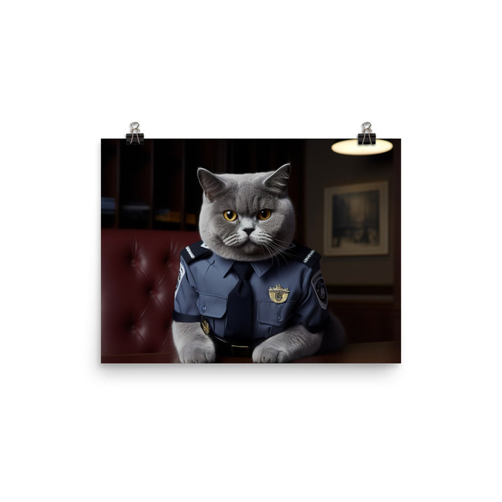 British Shorthair Security Officer Photo paper poster - PosterfyAI.com