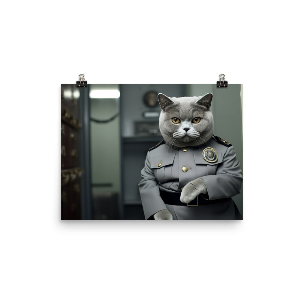 British Shorthair Prison Officer Photo paper poster - PosterfyAI.com