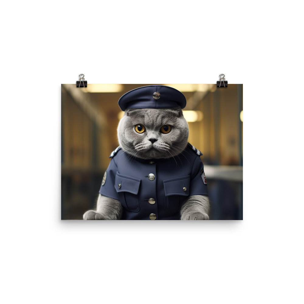 British Shorthair Prison Officer Photo paper poster - PosterfyAI.com