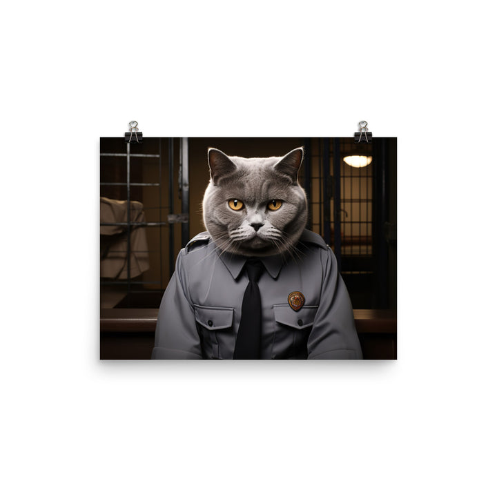 British Shorthair Prison Officer Photo paper poster - PosterfyAI.com