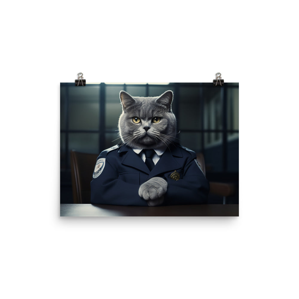 British Shorthair Prison Officer Photo paper poster - PosterfyAI.com