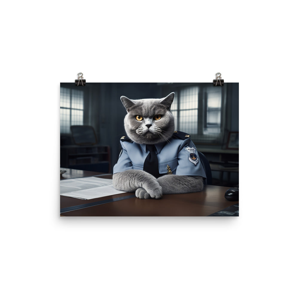 British Shorthair Prison Officer Photo paper poster - PosterfyAI.com