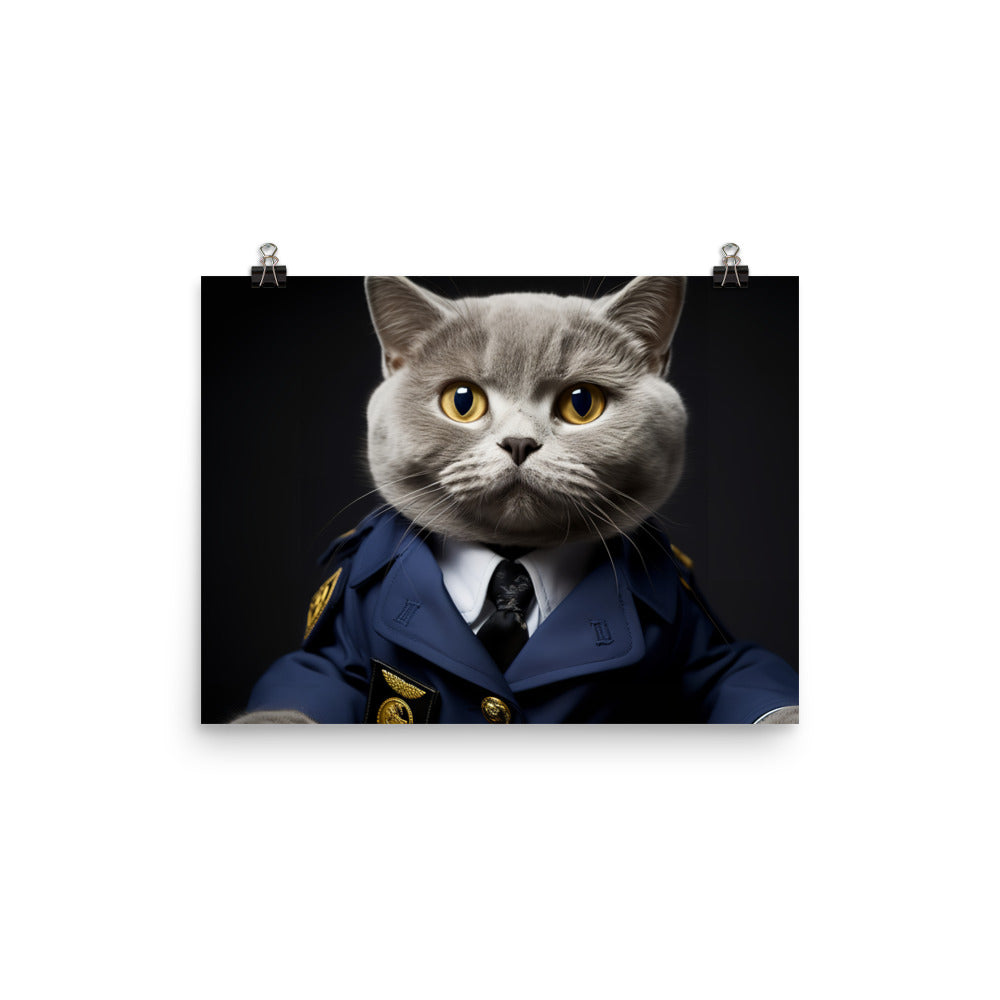 British Shorthair Pilot Photo paper poster - PosterfyAI.com