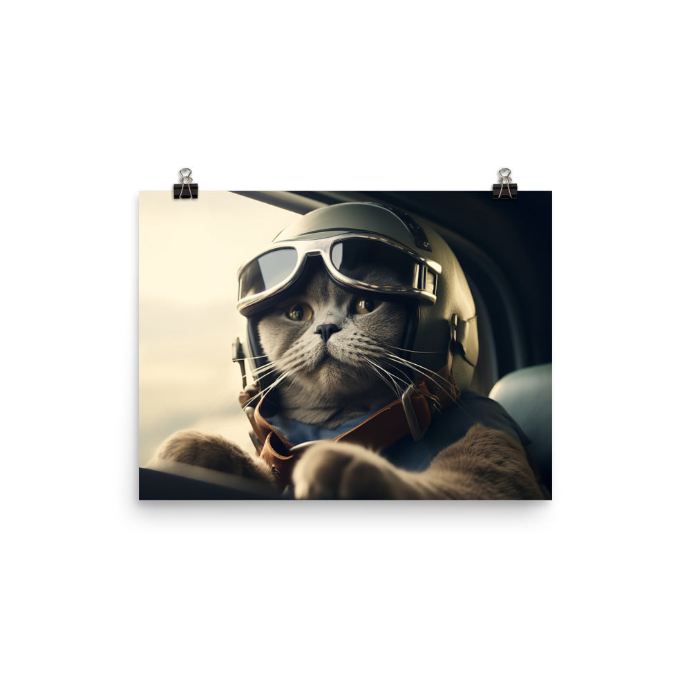 British Shorthair Pilot Photo paper poster - PosterfyAI.com