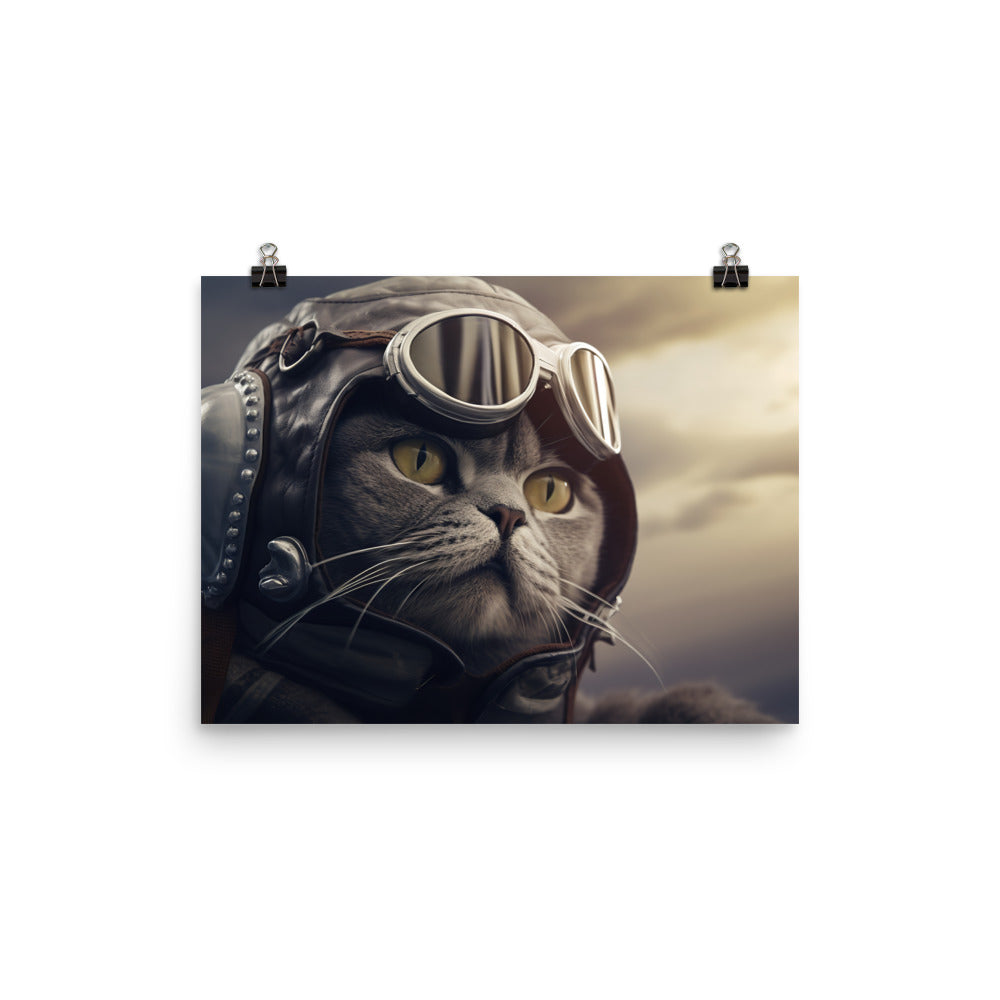 British Shorthair Pilot Photo paper poster - PosterfyAI.com