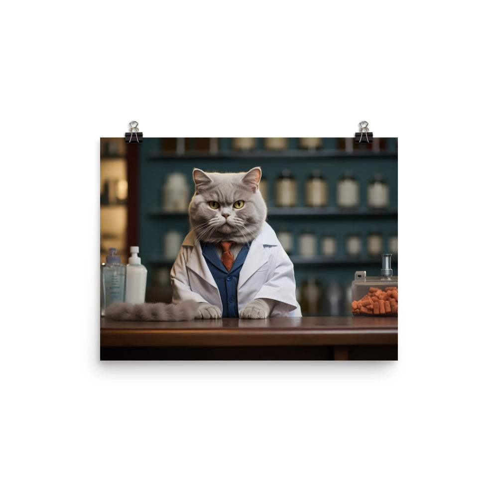 British Shorthair Pharmacist Photo paper poster - PosterfyAI.com