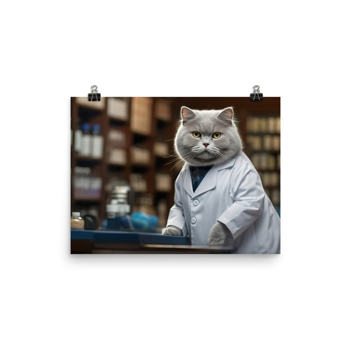 British Shorthair Pharmacist Photo paper poster - PosterfyAI.com