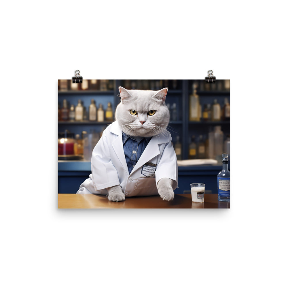 British Shorthair Pharmacist Photo paper poster - PosterfyAI.com