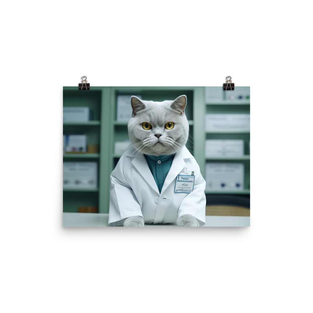 British Shorthair Pharmacist Photo paper poster - PosterfyAI.com