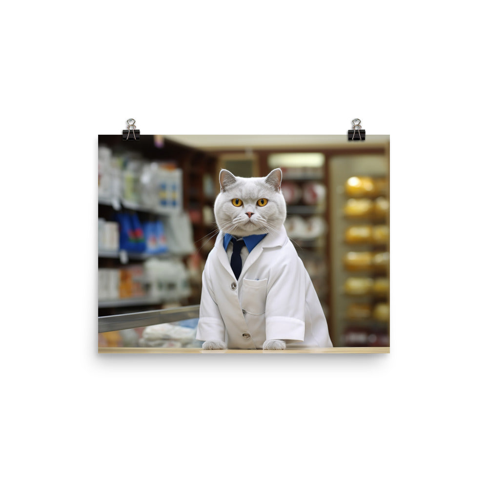 British Shorthair Pharmacist Photo paper poster - PosterfyAI.com