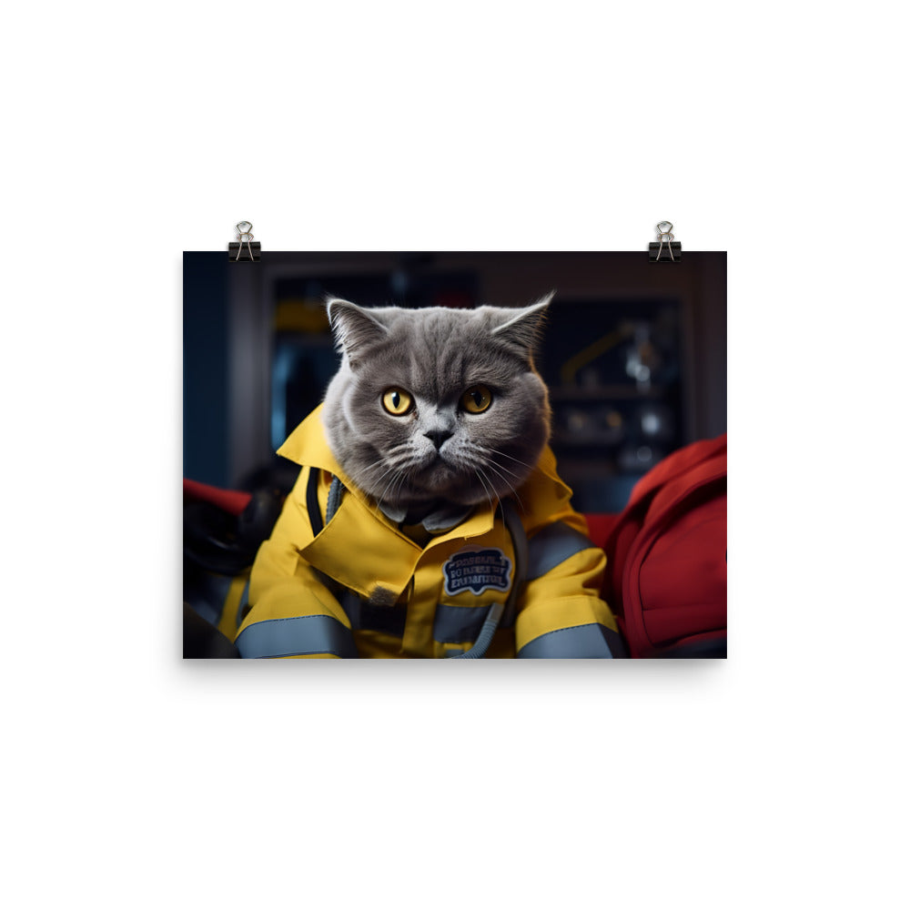 British Shorthair Paramedic Photo paper poster - PosterfyAI.com