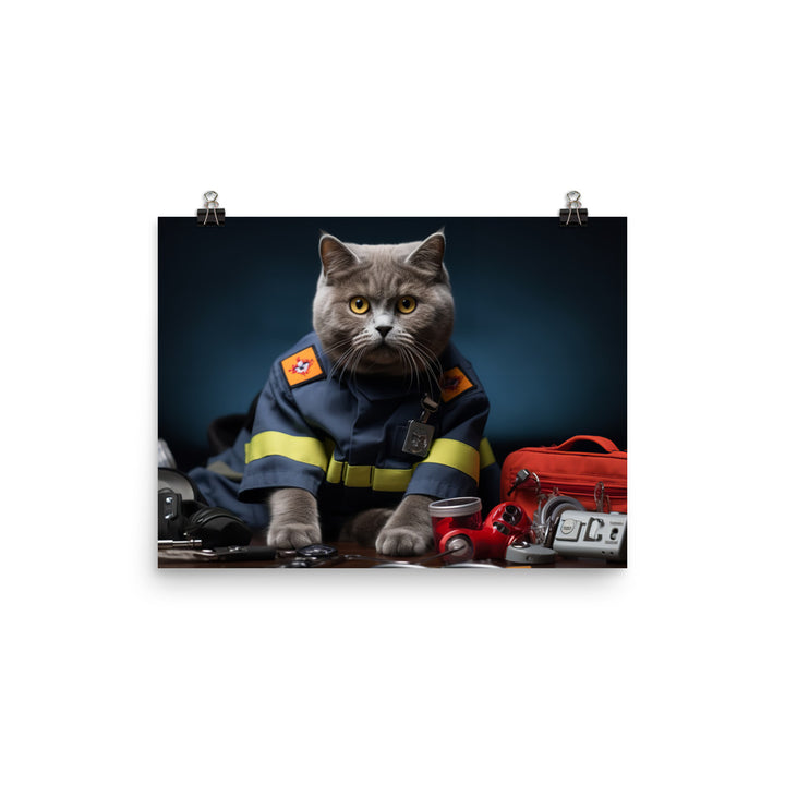 British Shorthair Paramedic Photo paper poster - PosterfyAI.com