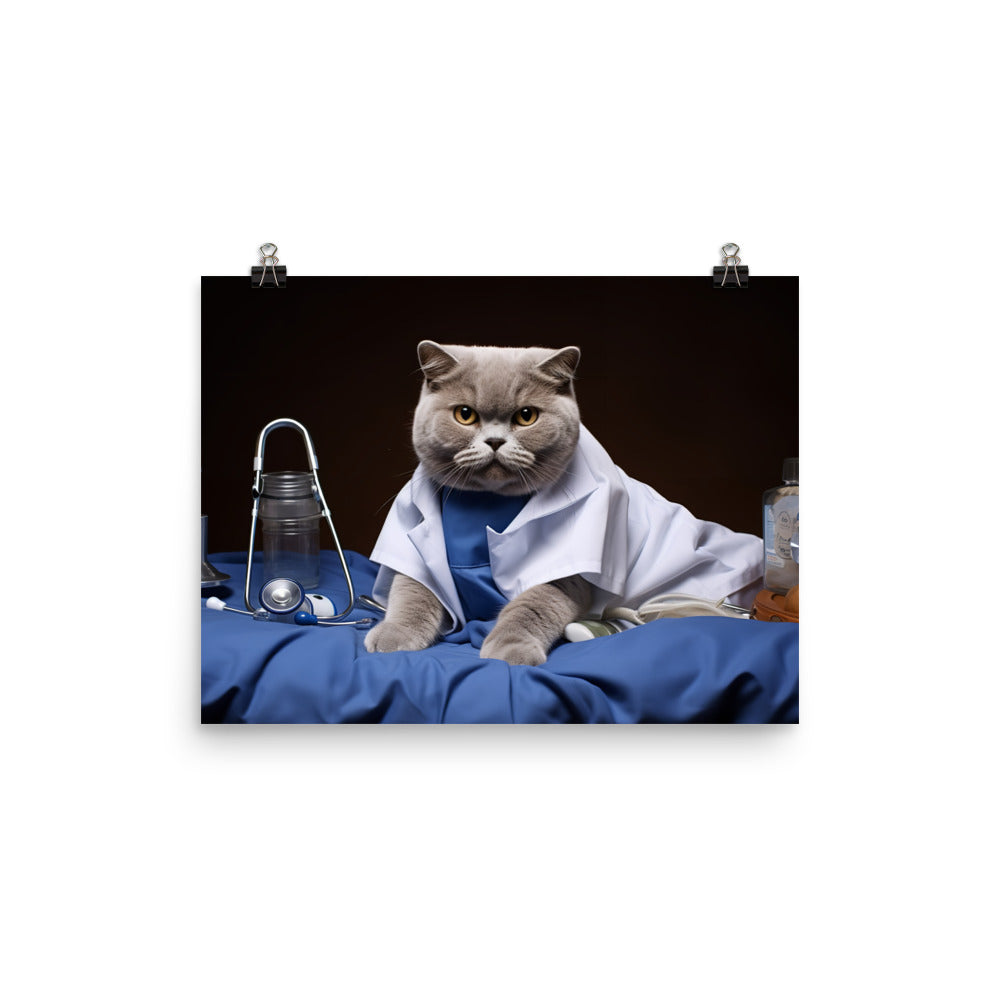 British Shorthair Nurse Photo paper poster - PosterfyAI.com