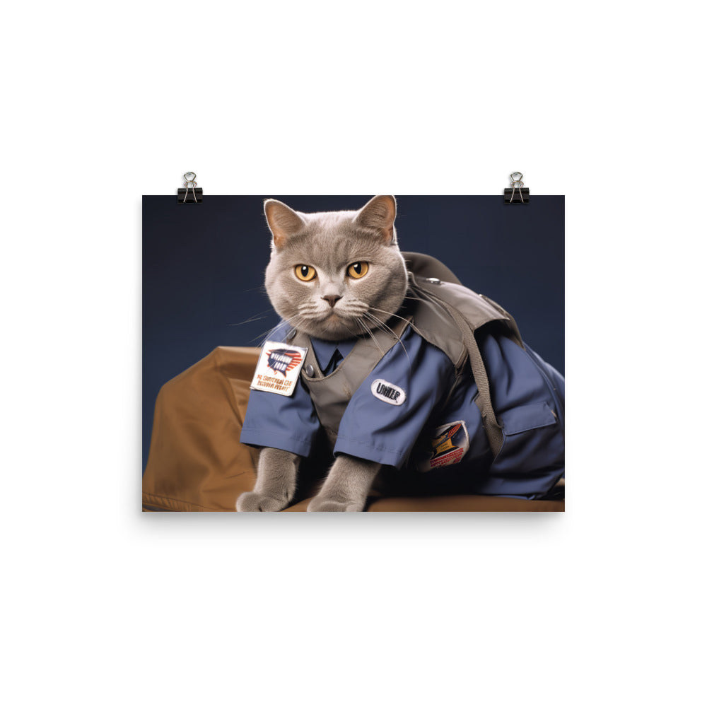 British Shorthair Mail Carrier Photo paper poster - PosterfyAI.com