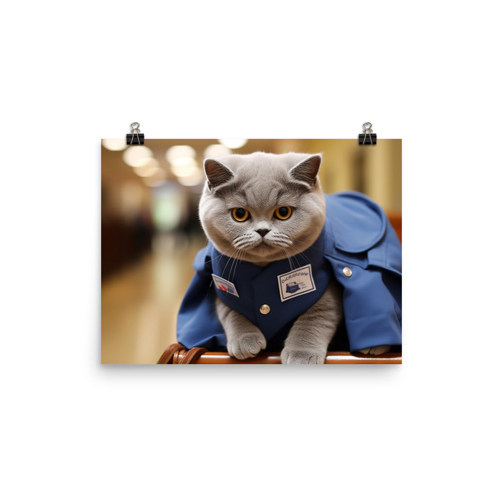 British Shorthair Mail Carrier Photo paper poster - PosterfyAI.com