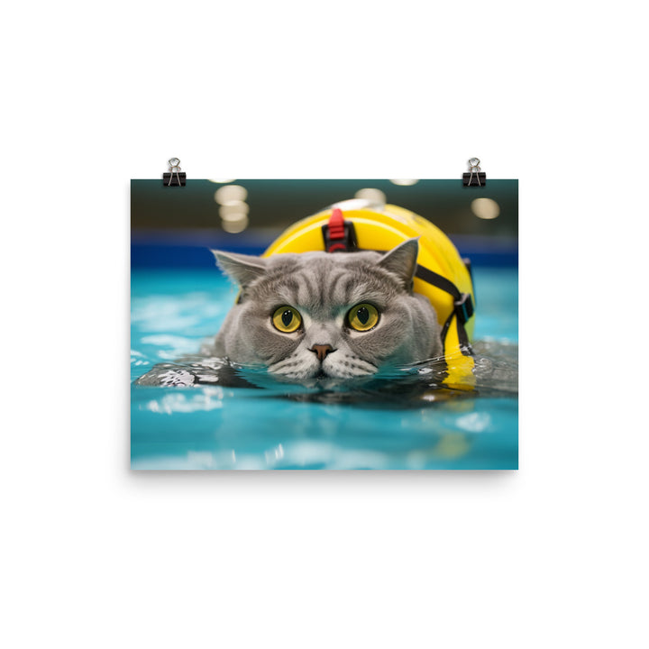 British Shorthair Lifeguard Photo paper poster - PosterfyAI.com