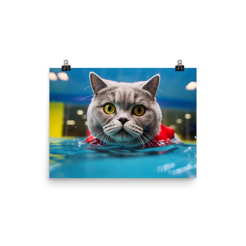 British Shorthair Lifeguard Photo paper poster - PosterfyAI.com