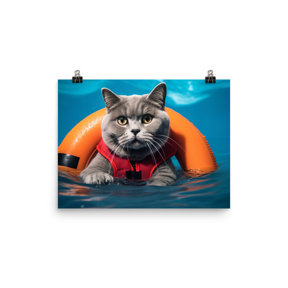 British Shorthair Lifeguard Photo paper poster - PosterfyAI.com