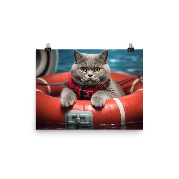 British Shorthair Lifeguard Photo paper poster - PosterfyAI.com