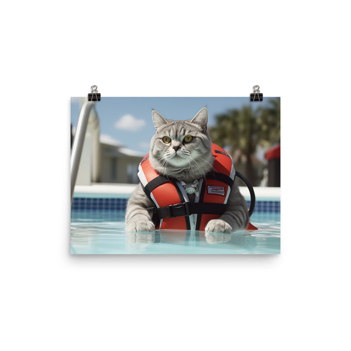 British Shorthair Lifeguard Photo paper poster - PosterfyAI.com