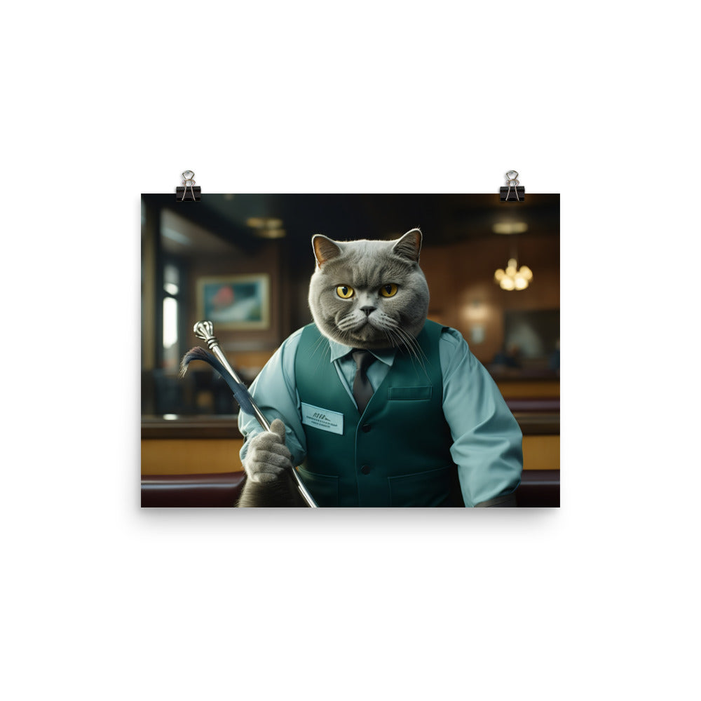 British Shorthair Janitor Photo paper poster - PosterfyAI.com