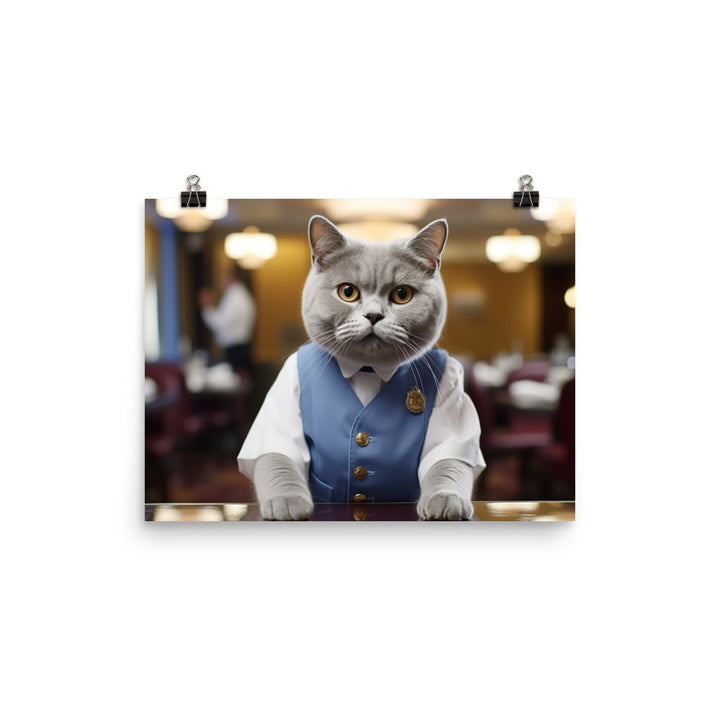 British Shorthair Hotel Staff Photo paper poster - PosterfyAI.com