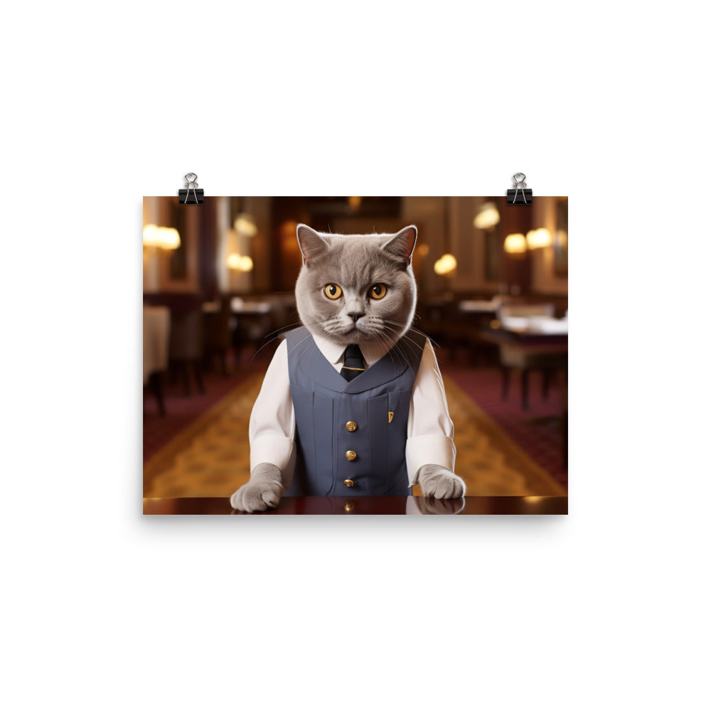 British Shorthair Hotel Staff Photo paper poster - PosterfyAI.com