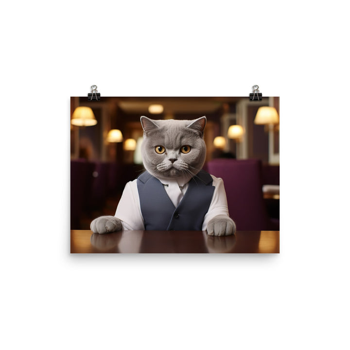 British Shorthair Hotel Staff Photo paper poster - PosterfyAI.com