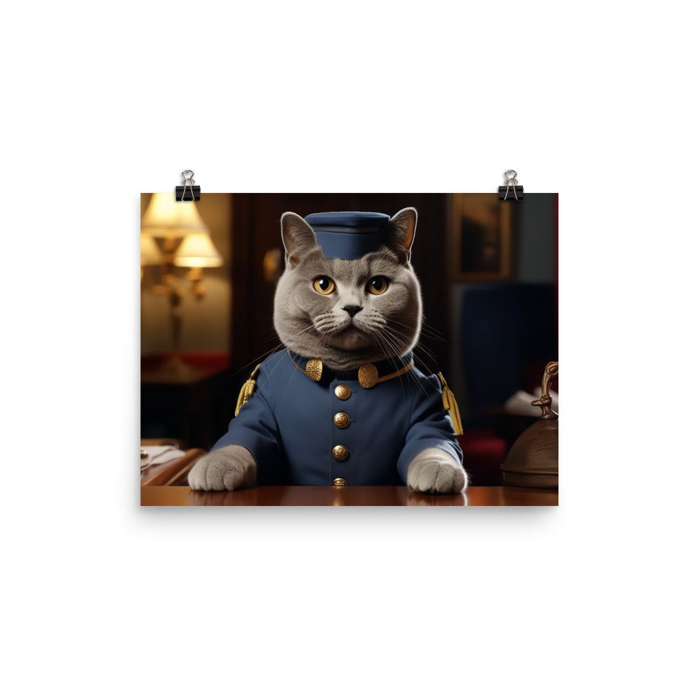 British Shorthair Hotel Staff Photo paper poster - PosterfyAI.com