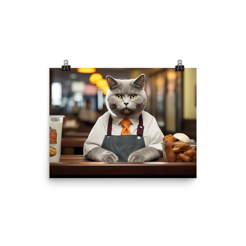 British Shorthair Fast Food Crew Photo paper poster - PosterfyAI.com