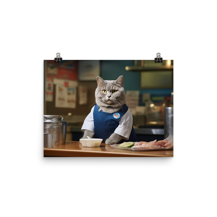 British Shorthair Fast Food Crew Photo paper poster - PosterfyAI.com