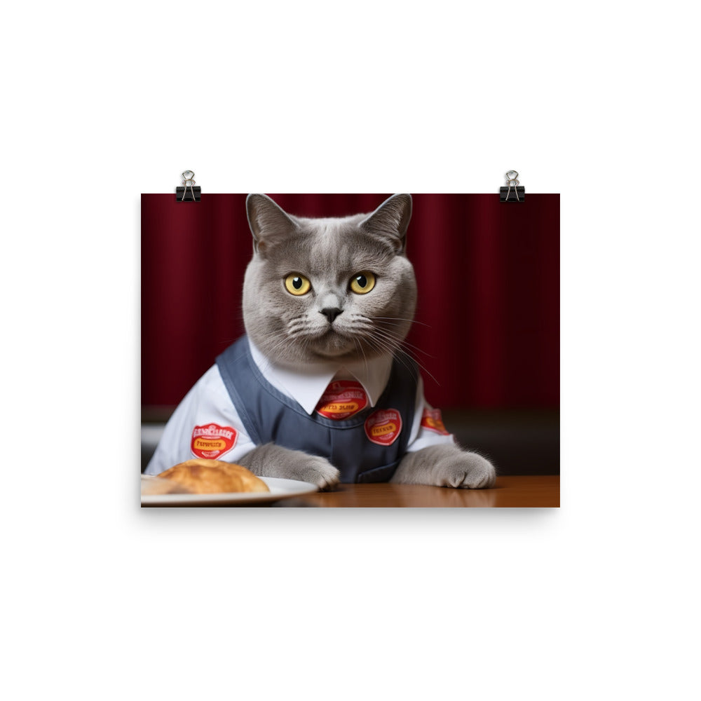 British Shorthair Fast Food Crew Photo paper poster - PosterfyAI.com