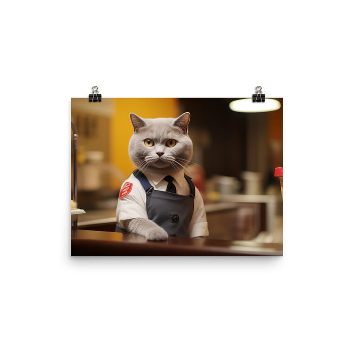 British Shorthair Fast Food Crew Photo paper poster - PosterfyAI.com