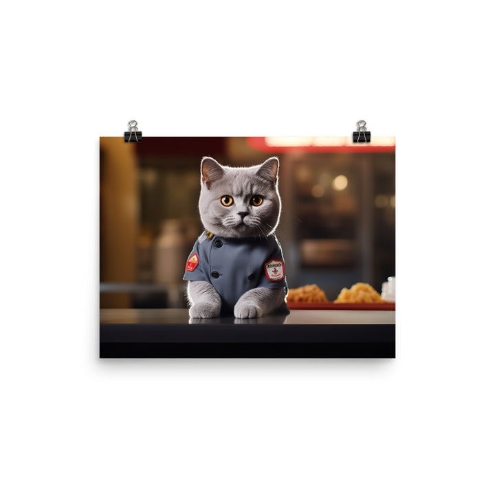 British Shorthair Fast Food Crew Photo paper poster - PosterfyAI.com