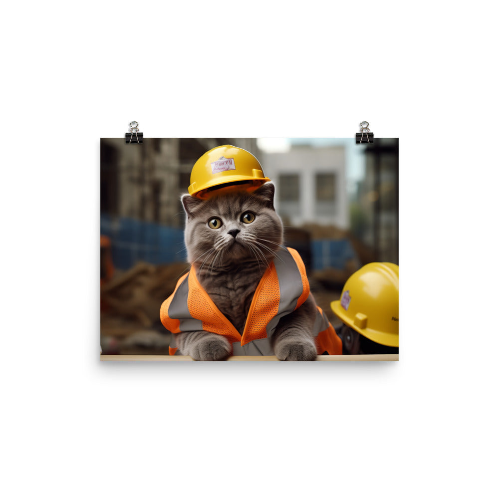 British Shorthair Contractor Photo paper poster - PosterfyAI.com