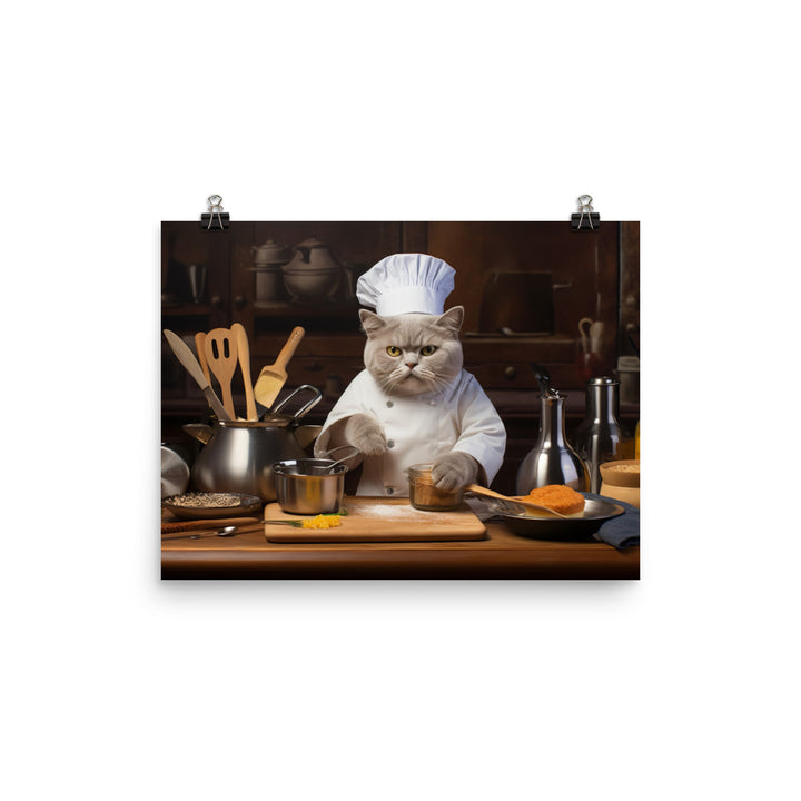 British Shorthair Chef Photo paper poster - PosterfyAI.com