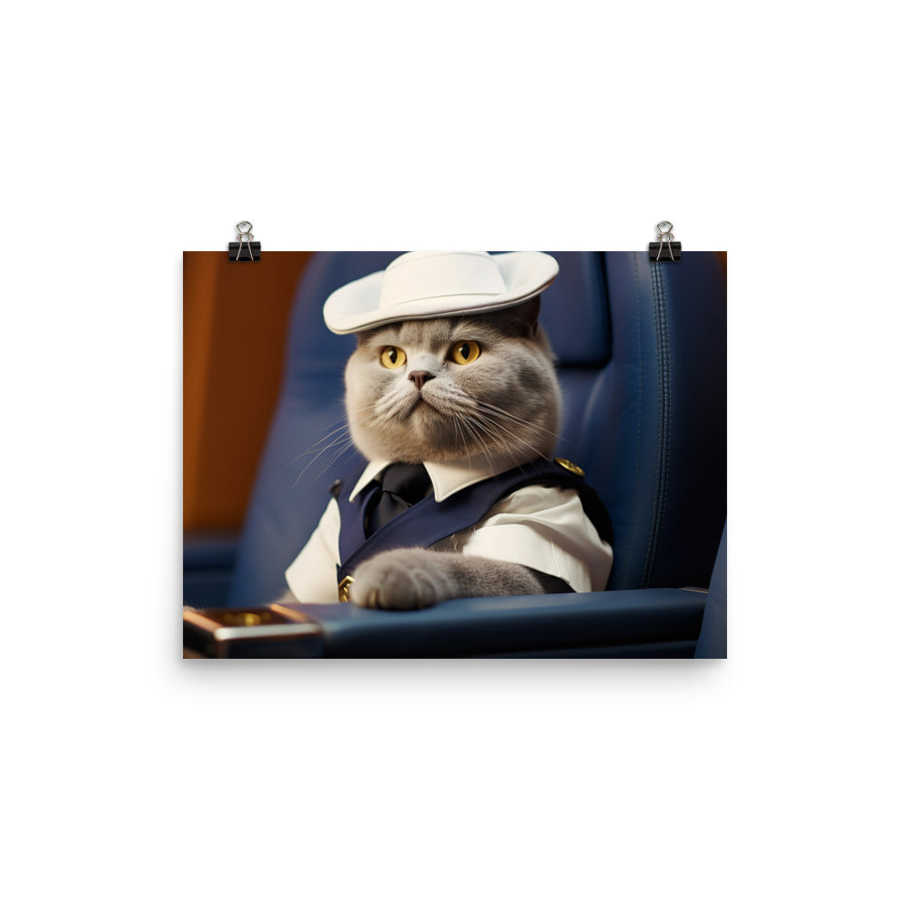 British Shorthair Cabin Crew Photo paper poster - PosterfyAI.com