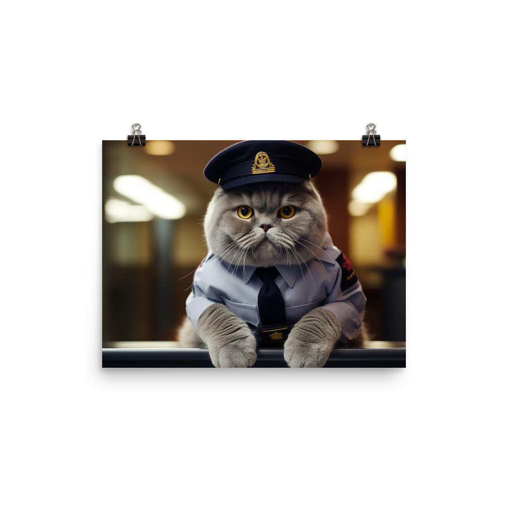Scottish Fold Security Officer Photo paper poster - PosterfyAI.com