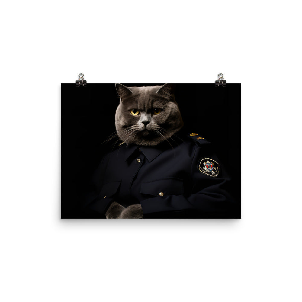 Scottish Fold Security Officer Photo paper poster - PosterfyAI.com