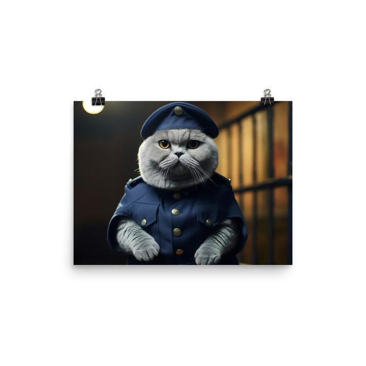 Scottish Fold Prison Officer Photo paper poster - PosterfyAI.com