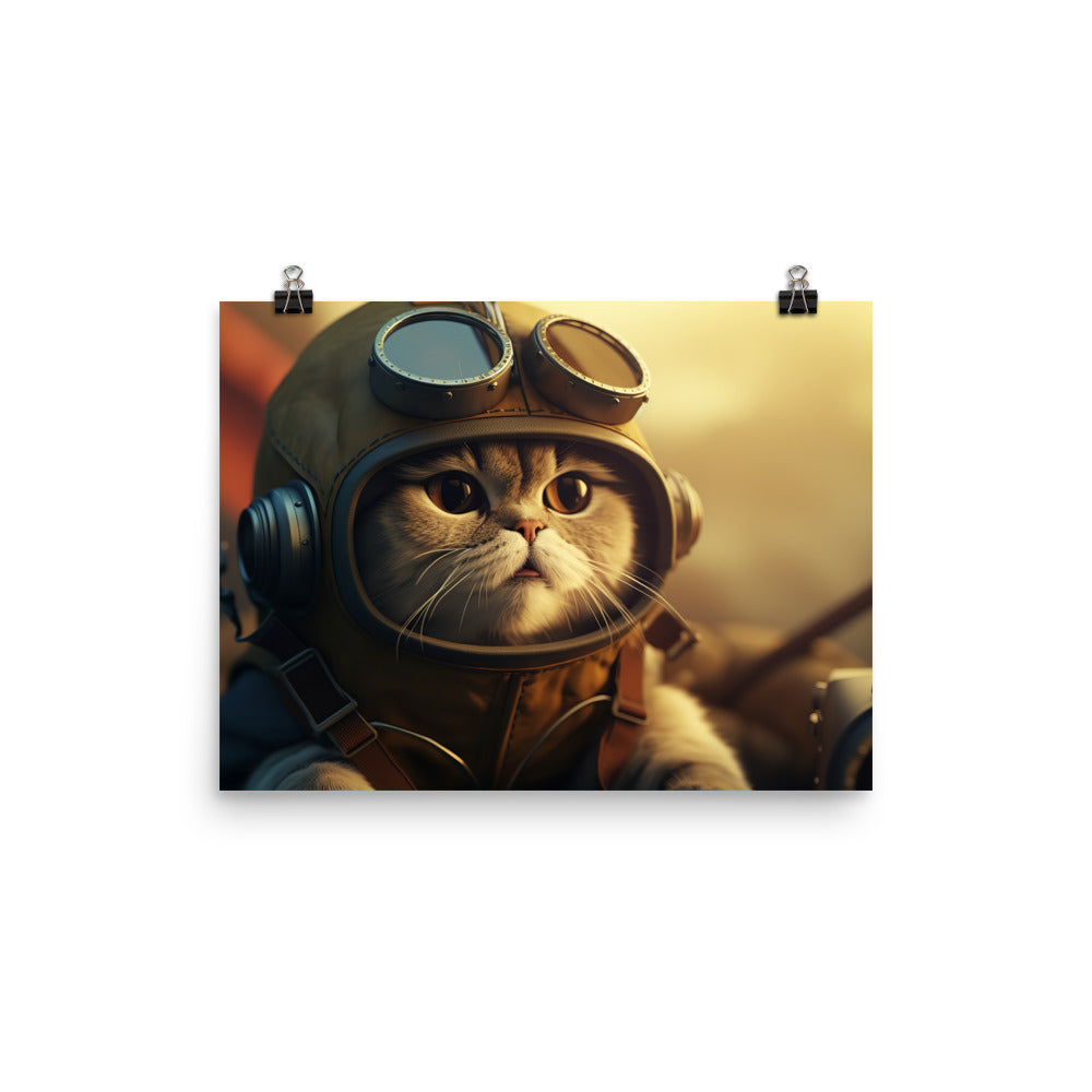 Scottish Fold Pilot Photo paper poster - PosterfyAI.com