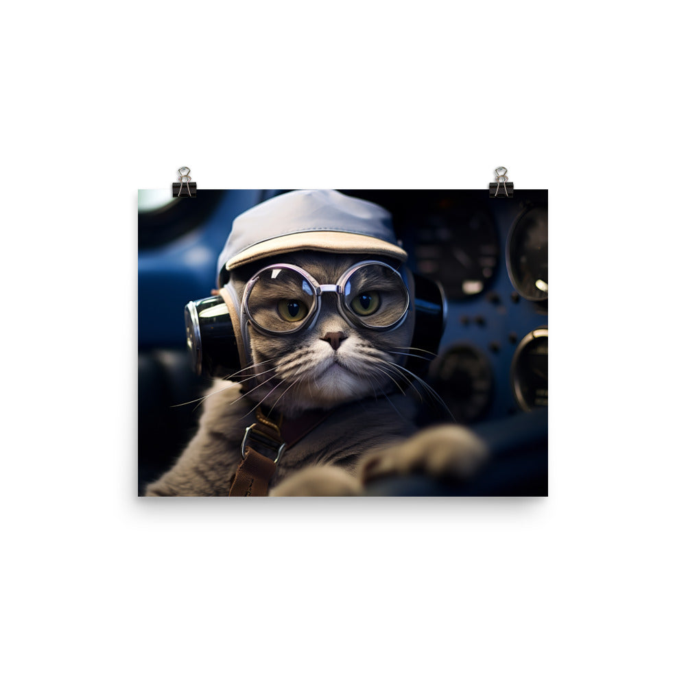 Scottish Fold Pilot Photo paper poster - PosterfyAI.com